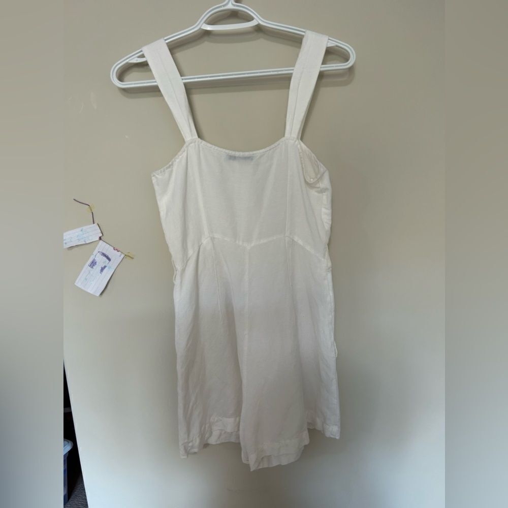 Mango White Button Up Linen Romper - Picture 8 of 12